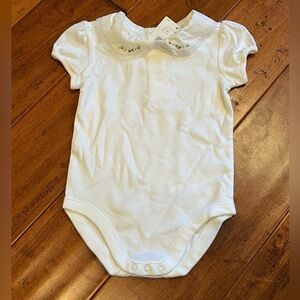 Janie and Jack White Onesie with Embroidered Flowers Size 6-12 months